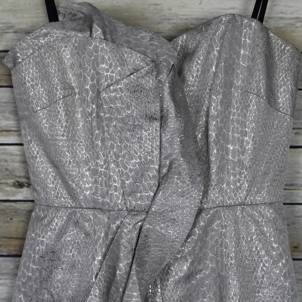 David Meister Ruffle Strapless Embossed Dress - Picture 2 of 7